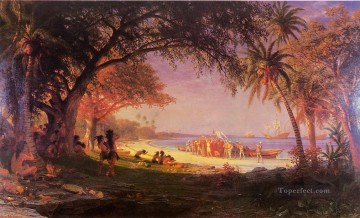 150の主題の芸術作品 Painting - コロンブスの着陸 アルバート・ビアシュタット